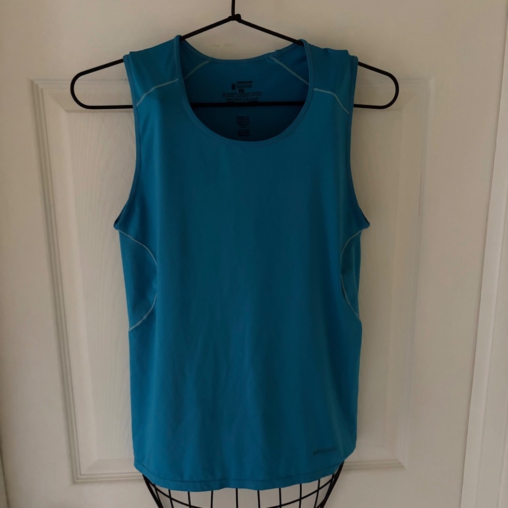 Patagonia Tank Top XS Blue Stretch Sleeveless Athletic Hiking Running 2012